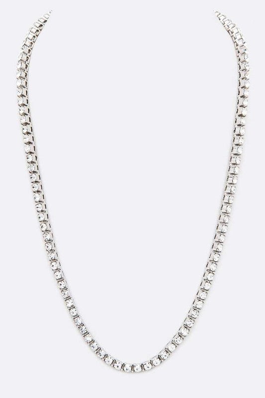 23 Single Row Rhinestone Necklace Silver Clear O S Jewelry - Necklace