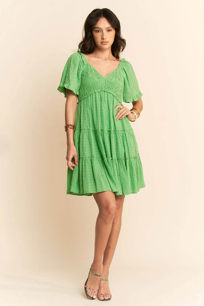 Davi & Dani Jacquard Checker Smocking Tiered Dress - Shop Style & More | Fresh Looks, Everyday Deals & Free Shipping