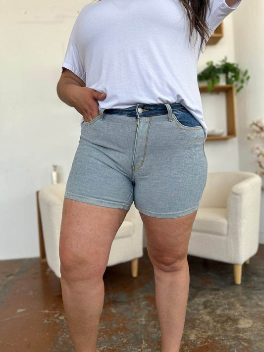 Judy Blue Full Size Color Block Denim Shorts - Shop Style & More | Fresh Looks, Everyday Deals & Free Shipping
