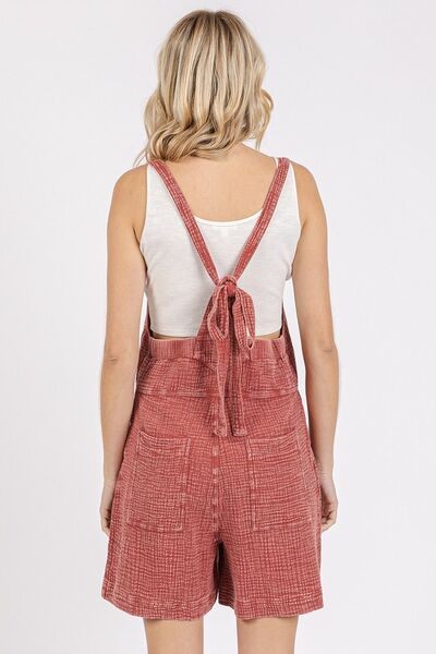 Mittoshop Textured Knotted Overalls with Wide Straps Jumpsuits