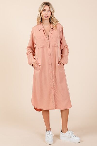 Mittoshop Button Down Long Sleeve Shirt Dress Casual Dresses