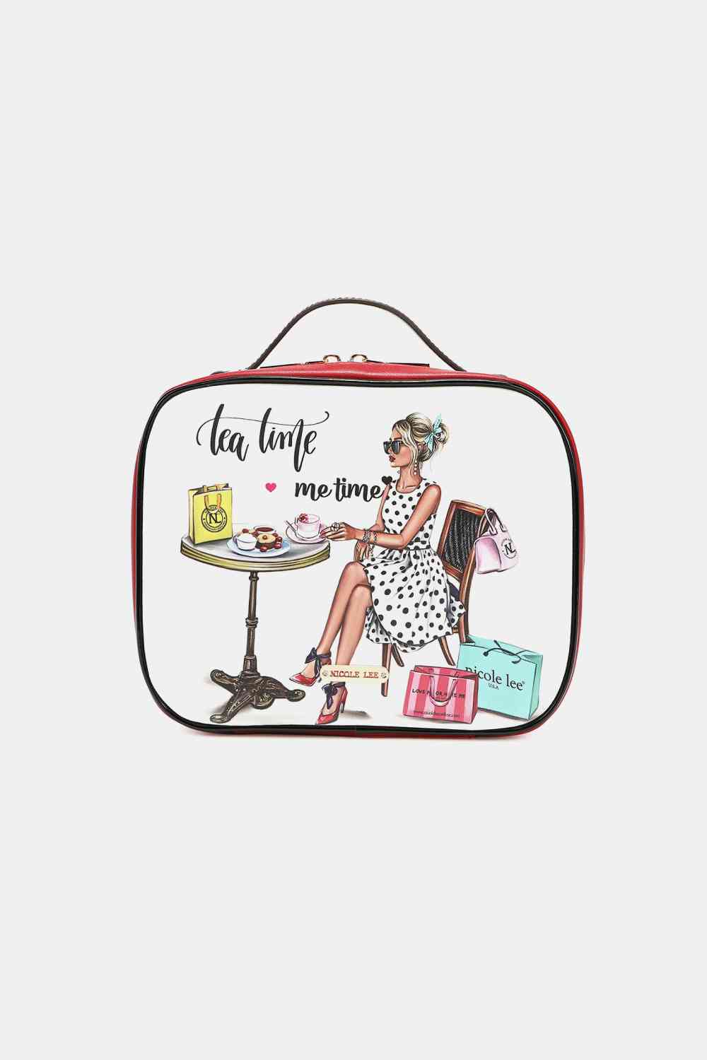 Nicole Lee USA Printed Handbag with Three Pouches Tea Time Me Time One Size Bags