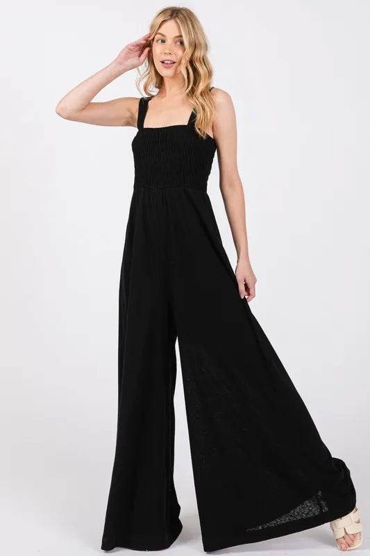SAGE+FIG Smocked Flowy Wide Leg Jumpsuit - Shop Style & More | Fresh Looks, Everyday Deals & Free Shipping