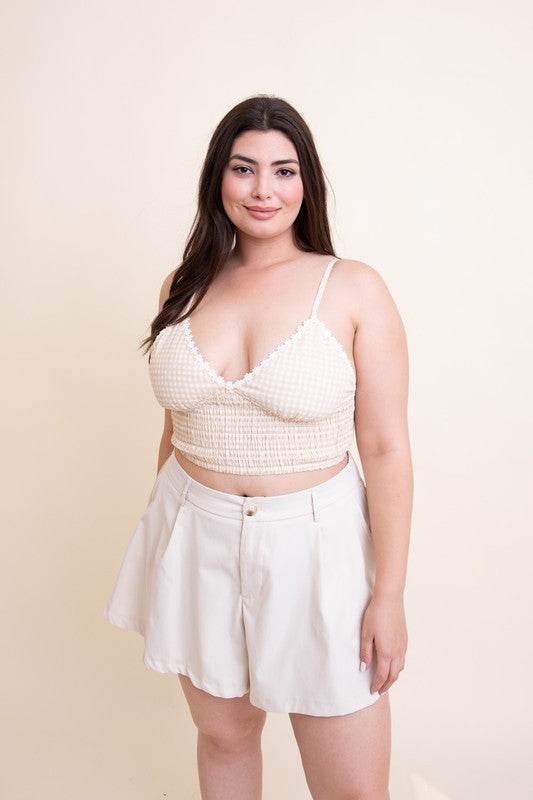 Plus Size Gingham Smocked Bralette - Shop Style & More | Fresh Looks, Everyday Deals & Free Shipping