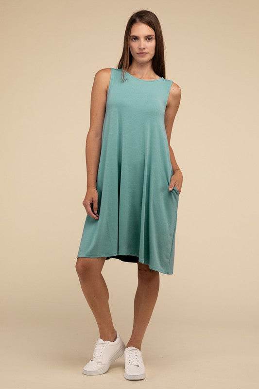Sleeveless Flared Dress with Side Pockets - Shop Style & More | Fresh Looks, Everyday Deals & Free Shipping