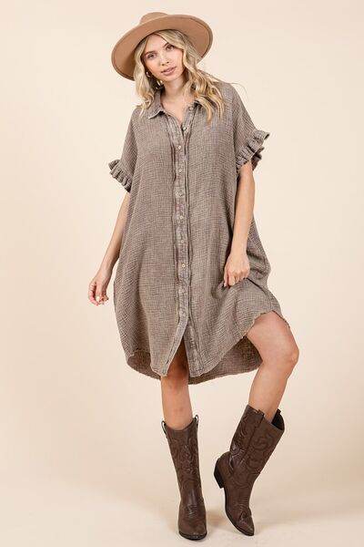 Mittoshop Mineral Wash Cotton Gauze Mini Shirt Dress - Shop Style & More | Fresh Looks, Everyday Deals & Free Shipping