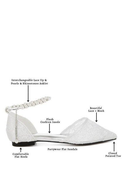 Shrami Pearl & Rhinestone Strap Flat Sandals - Shop Style & More | Fresh Looks, Everyday Deals & Free Shipping