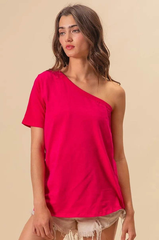 BiBi Cotton Span Knit One Shoulder Top - Shop Style & More | Fresh Looks, Everyday Deals & Free Shipping