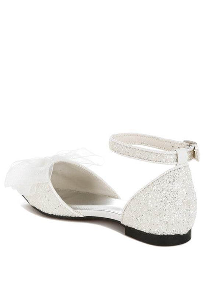 Clarice Sheer Bow Detail Glitter Flat Sandals - Shop Style & More | Fresh Looks, Everyday Deals & Free Shipping