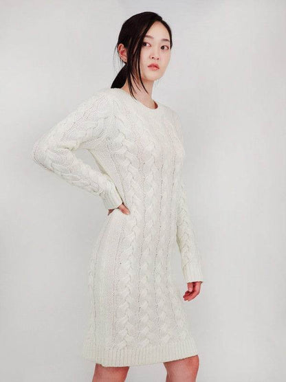 Loose Fit Knee Length Heavy Cable Knitted Dress - Shop Style & More | Fresh Looks, Everyday Deals & Free Shipping