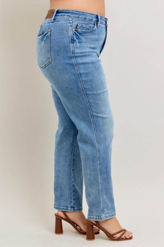 Judy Blue Full Size Tummy Control Vintage Wash Straight Jeans Plus Size - Shop Style & More | Fresh Looks, Everyday Deals & Free Shipping