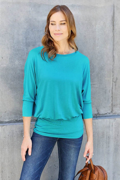 Basic Bae Full Size Round Neck Batwing Sleeve Top - Shop Style & More | Fresh Looks, Everyday Deals & Free Shipping