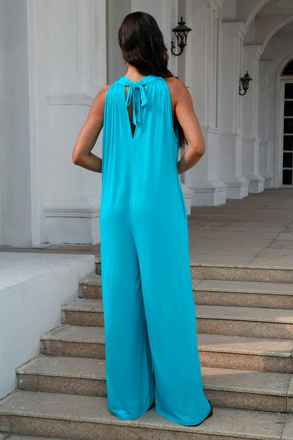 Double Take Full Size Tie Back Cutout Sleeveless Jumpsuit - Shop Style & More | Fresh Looks, Everyday Deals & Free Shipping