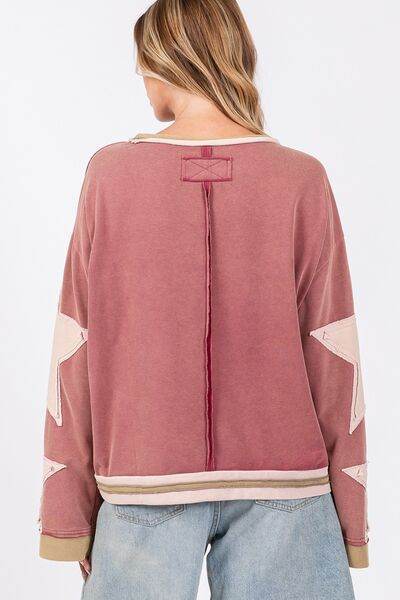 SAGE + FIG French Terry Star Applique Patch Sweatshirt - Shop Style & More | Fresh Looks, Everyday Deals & Free Shipping