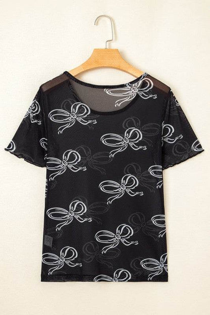 Maddie Bow Mesh Short Sleeve Top - Shop Style & More | Fresh Looks, Everyday Deals & Free Shipping