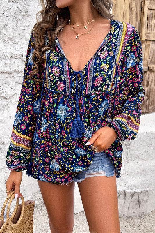 All Over Floral Print Cross Deep V Boho Top - Shop Style & More | Fresh Looks, Everyday Deals & Free Shipping