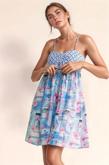 Davi & Dani Tropical Floral Geo Print Tie Back Tube Top Romper - Shop Style & More | Fresh Looks, Everyday Deals & Free Shipping
