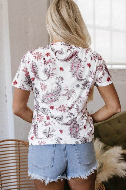 Elia Vintage Paisley Mock Neck Top - Shop Style & More | Fresh Looks, Everyday Deals & Free Shipping