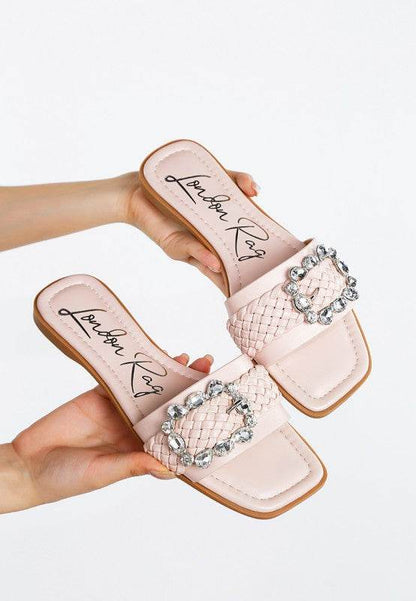 Hazbin Diamante Flat Sandals - Shop Style & More | Fresh Looks, Everyday Deals & Free Shipping