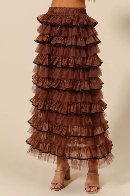 SO ME Layered Ruffled Tulle Maxi Skirt - Shop Style & More | Fresh Looks, Everyday Deals & Free Shipping