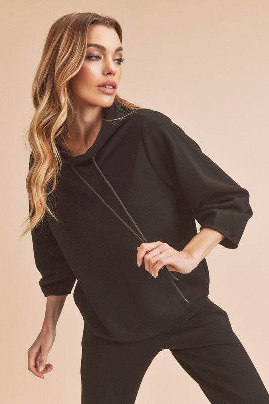 Aemi + Co Lightweight Drawstring Mock Neck Sweatshirt - Shop Style & More | Fresh Looks, Everyday Deals & Free Shipping