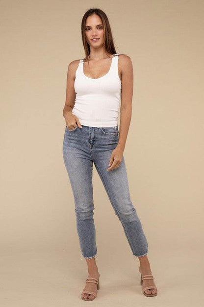Ribbed Bra Padded V-Neck Tank Top - Shop Style & More | Fresh Looks, Everyday Deals & Free Shipping