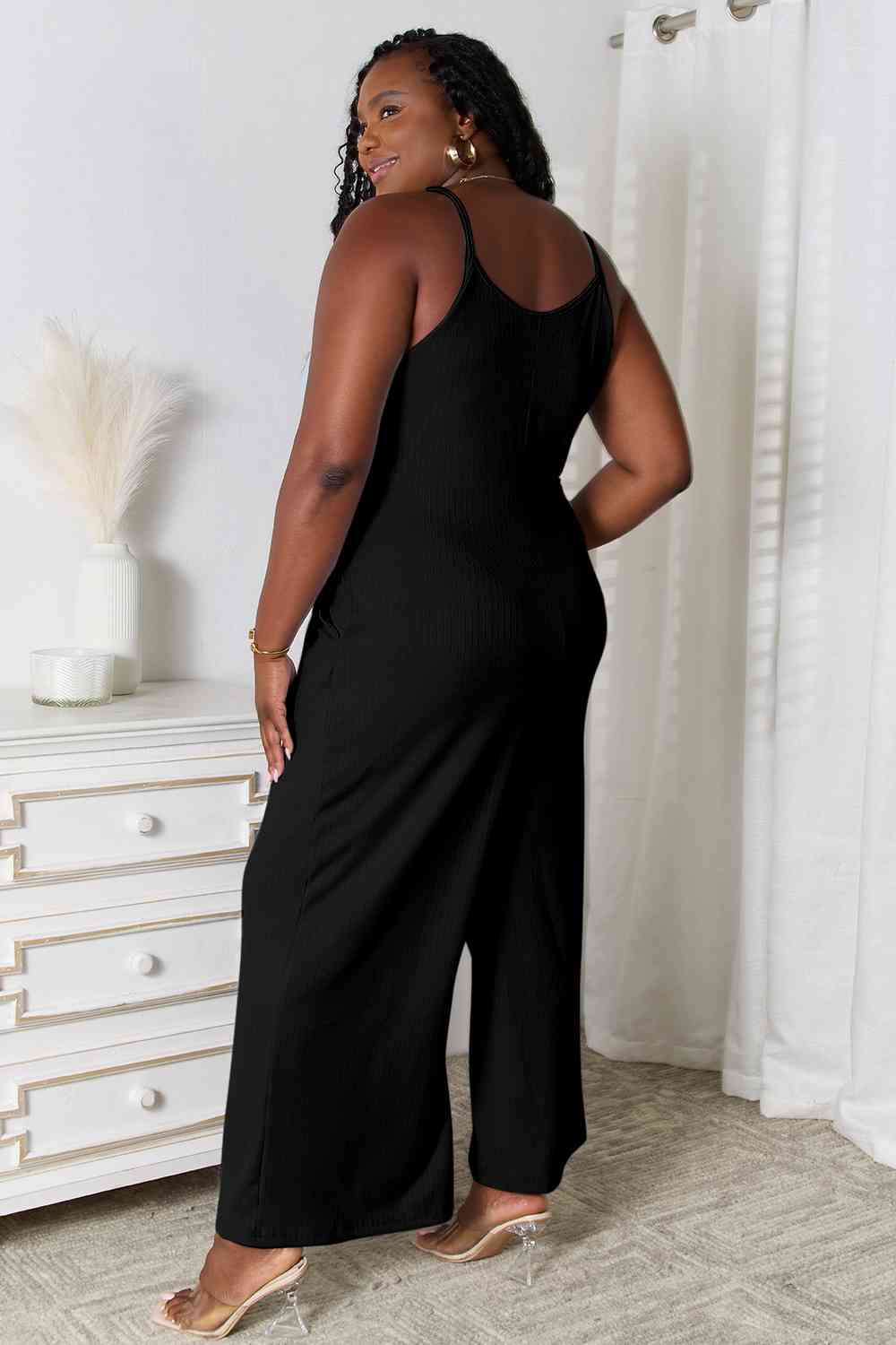 Basic Bae Spaghetti Strap Jumpsuit - Full Size V-Neck Design Jumpsuits