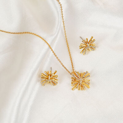 Starburst Gold-Plated Earrings and Necklace Set Necklace