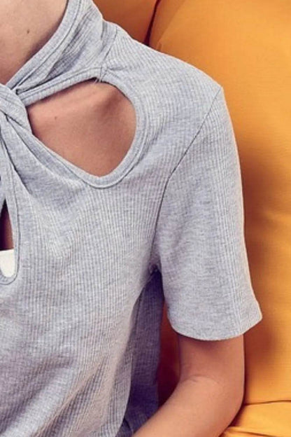 BiBi Soft Rib Knit with Twist Neck Detailed Top - Shop Style & More | Fresh Looks, Everyday Deals & Free Shipping