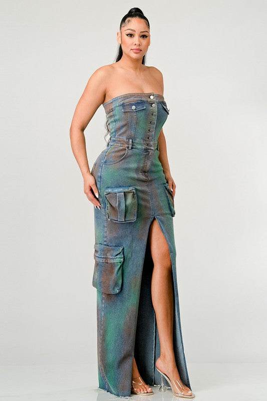 ATHINA VINTAGE HAND WASHED BUTTON UP SLIT DRESS - Shop Style & More | Fresh Looks, Everyday Deals & Free Shipping