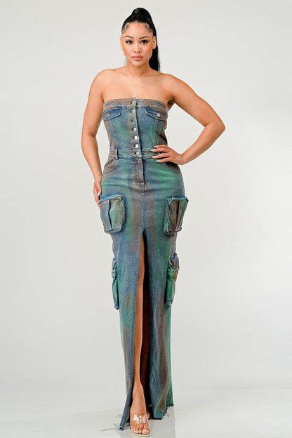 ATHINA VINTAGE HAND WASHED BUTTON UP SLIT DRESS - Shop Style & More | Fresh Looks, Everyday Deals & Free Shipping