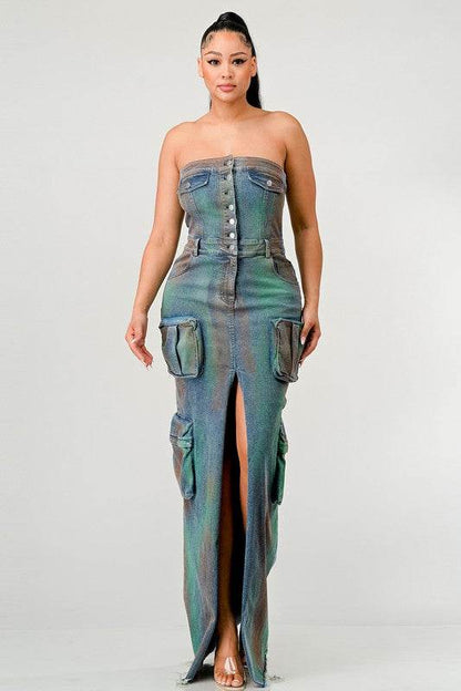 ATHINA VINTAGE HAND WASHED BUTTON UP SLIT DRESS - Shop Style & More | Fresh Looks, Everyday Deals & Free Shipping