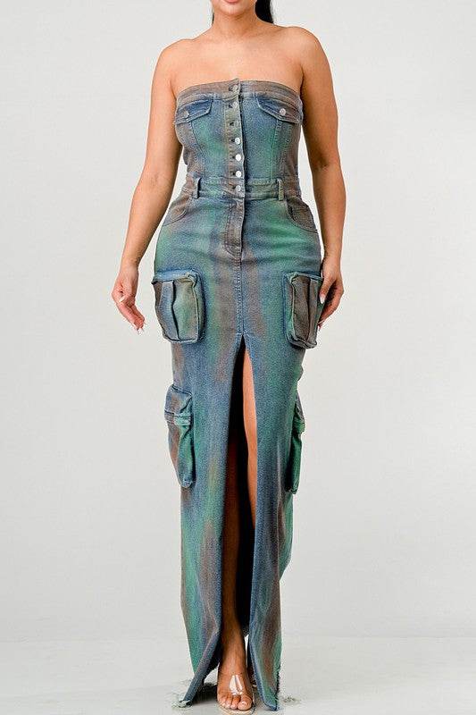 ATHINA VINTAGE HAND WASHED BUTTON UP SLIT DRESS - Shop Style & More | Fresh Looks, Everyday Deals & Free Shipping