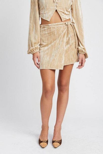 VELVET MINI WRAPPED SKIRT - Shop Style & More | Fresh Looks, Everyday Deals & Free Shipping