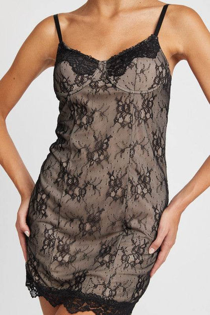 SPAGHETTI STRAP MINI LACE DRESS - Shop Style & More | Fresh Looks, Everyday Deals & Free Shipping