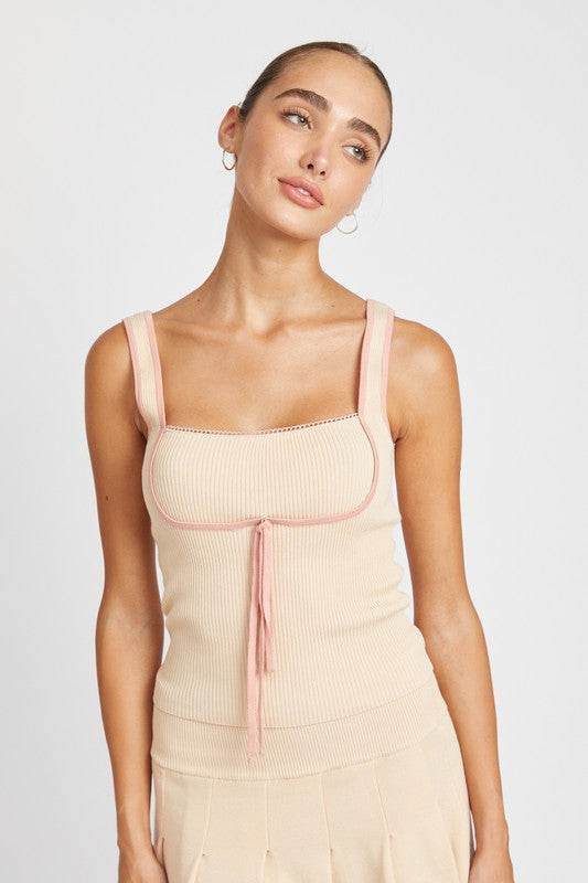 RIBBED TANK TOP WITH CONTRASTED SEAM - Shop Style & More | Fresh Looks, Everyday Deals & Free Shipping