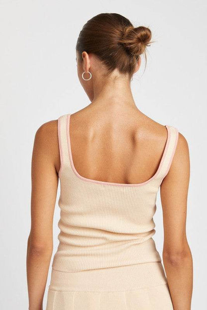 RIBBED TANK TOP WITH CONTRASTED SEAM - Shop Style & More | Fresh Looks, Everyday Deals & Free Shipping