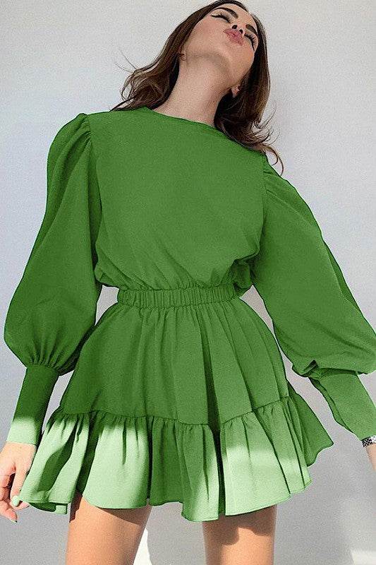 Round Neck Lantern Sleeve Dress - Shop Style & More | Fresh Looks, Everyday Deals & Free Shipping