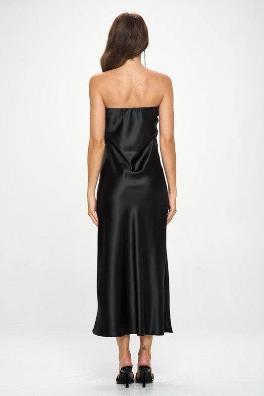 Made in USA Silky Satin Tube Draped Dress. - Shop Style & More | Fresh Looks, Everyday Deals & Free Shipping