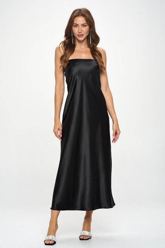 Made in USA Silky Satin Tube Draped Dress. - Shop Style & More | Fresh Looks, Everyday Deals & Free Shipping