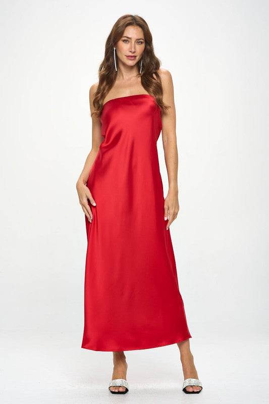 Made in USA Silky Satin Tube Draped Dress - Shop Style & More | Fresh Looks, Everyday Deals & Free Shipping