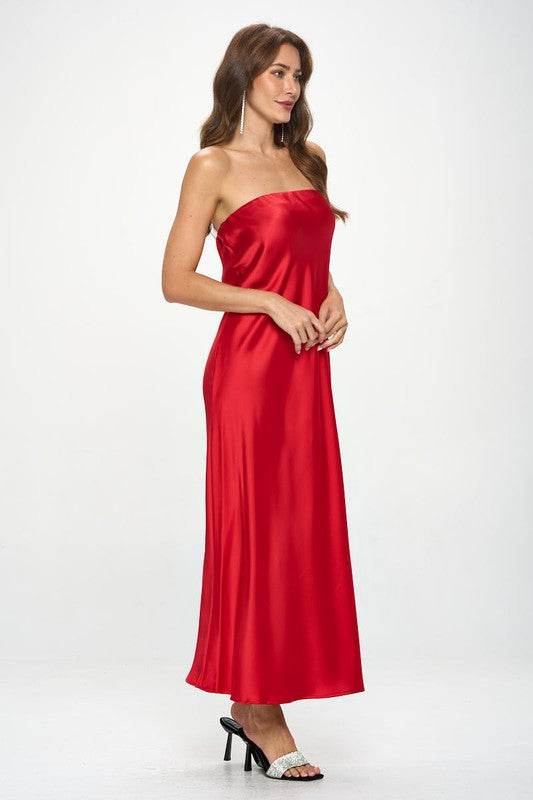 Made in USA Silky Satin Tube Draped Dress - Shop Style & More | Fresh Looks, Everyday Deals & Free Shipping