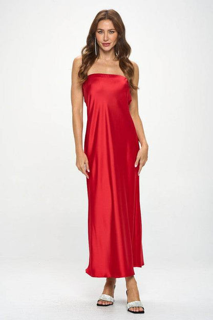 Made in USA Silky Satin Tube Draped Dress - Shop Style & More | Fresh Looks, Everyday Deals & Free Shipping