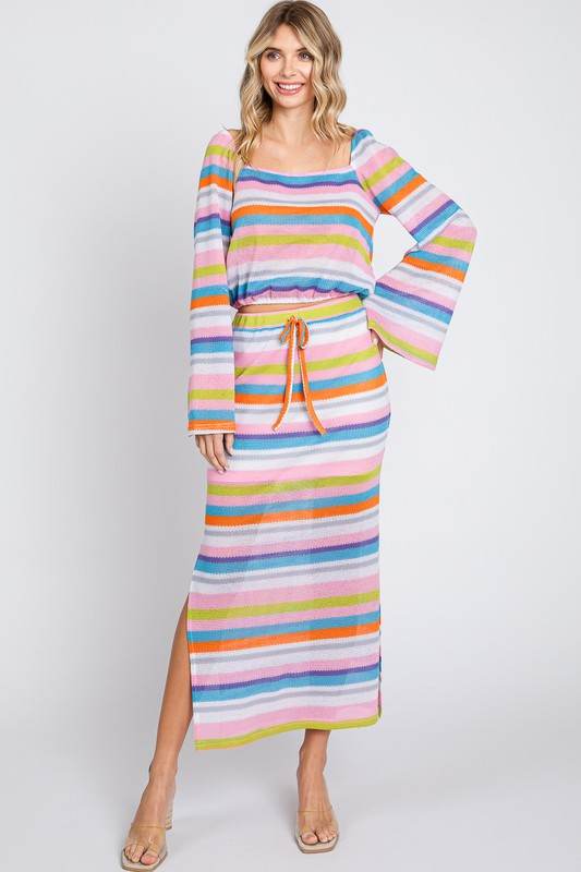 Multi-Color Stripe Maxi Skirt - Shop Style & More | Fresh Looks, Everyday Deals & Free Shipping