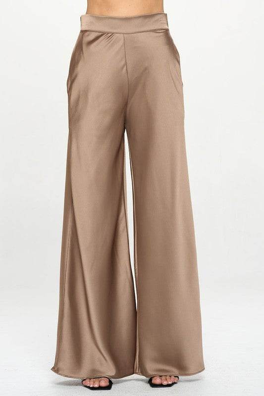 Stretch Satin Pants w/ Elastic Waist and Pockets. - Shop Style & More | Fresh Looks, Everyday Deals & Free Shipping