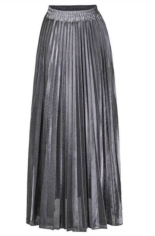 Metallic Pleated Maxi Skirt - Shop Style & More | Fresh Looks, Everyday Deals & Free Shipping