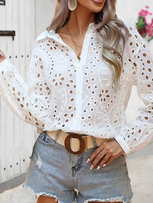 Floral Long Sleeve eyelet top - Shop Style & More | Fresh Looks, Everyday Deals & Free Shipping