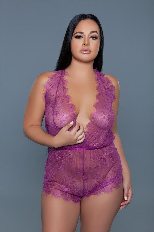 2272 Reagan Romper Burgundy Women's Sleepwear