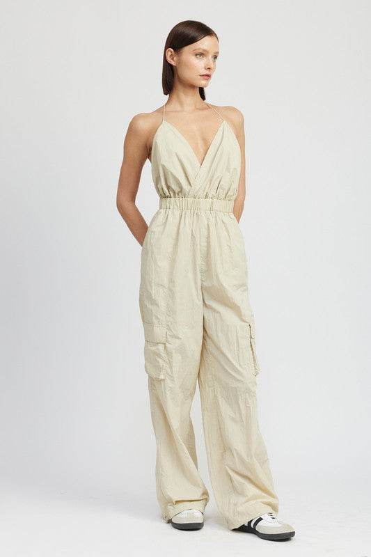 SPAGHETTI STRAP CARGO JUMPSUIT - Shop Style & More | Fresh Looks, Everyday Deals & Free Shipping