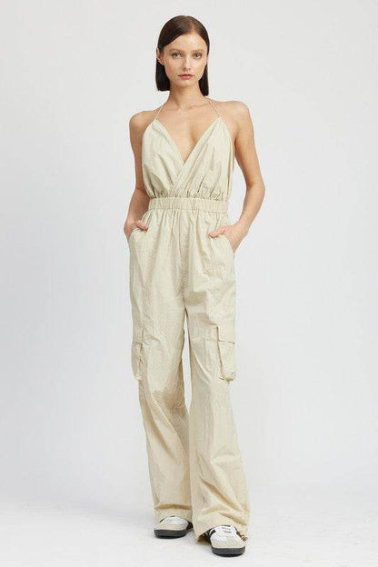 SPAGHETTI STRAP CARGO JUMPSUIT - Shop Style & More | Fresh Looks, Everyday Deals & Free Shipping
